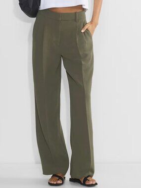 Aritzia The Effortless Pant high waist in dark olive green 6